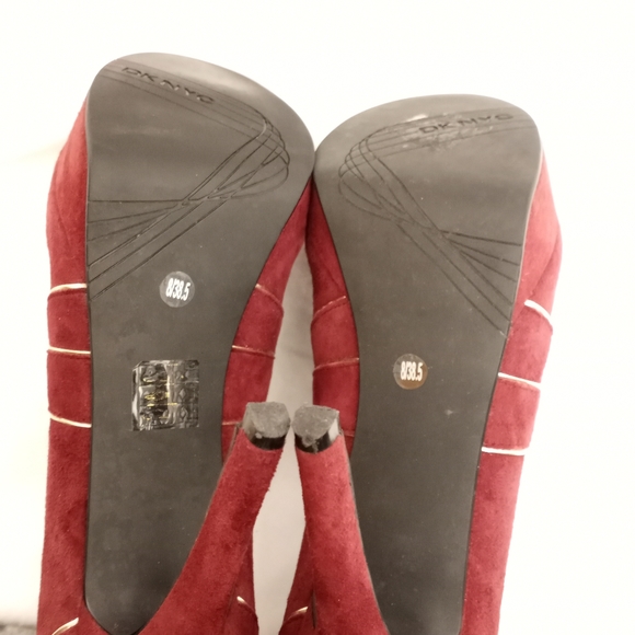 DKNYC Wine Suede Platform Heels - Picture 3 of 8